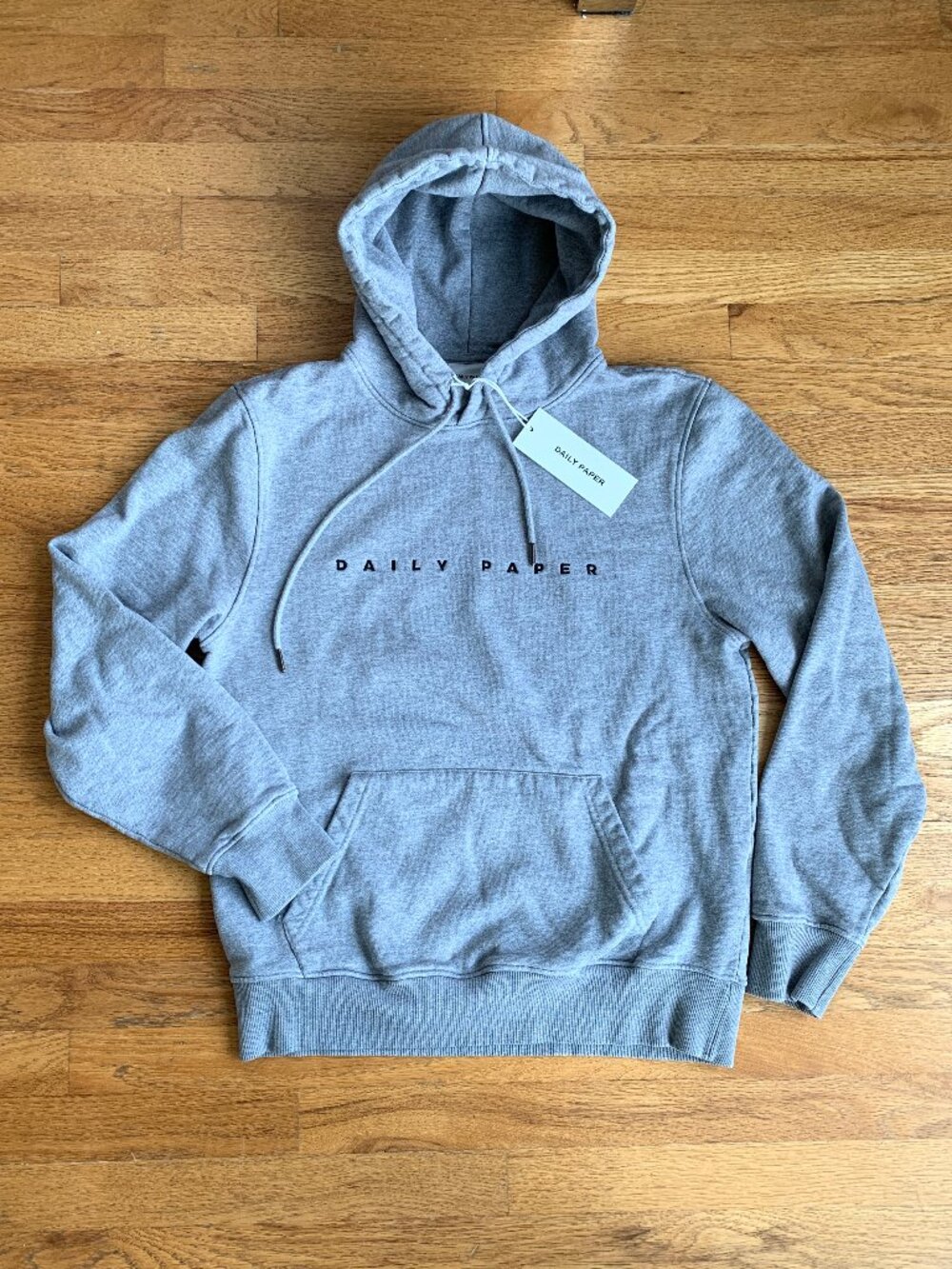 NWT M Daily Paper 100% Cotton Hoodie, Grey Melange